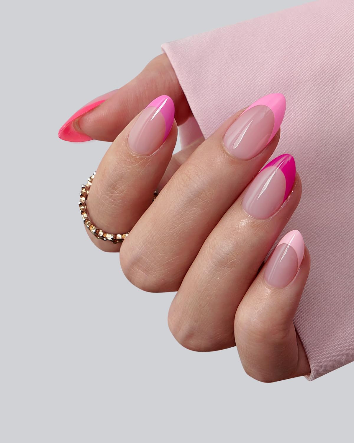 BTArtboxnails Nail Tips Builder Gel Pink French Tip Press On Nails