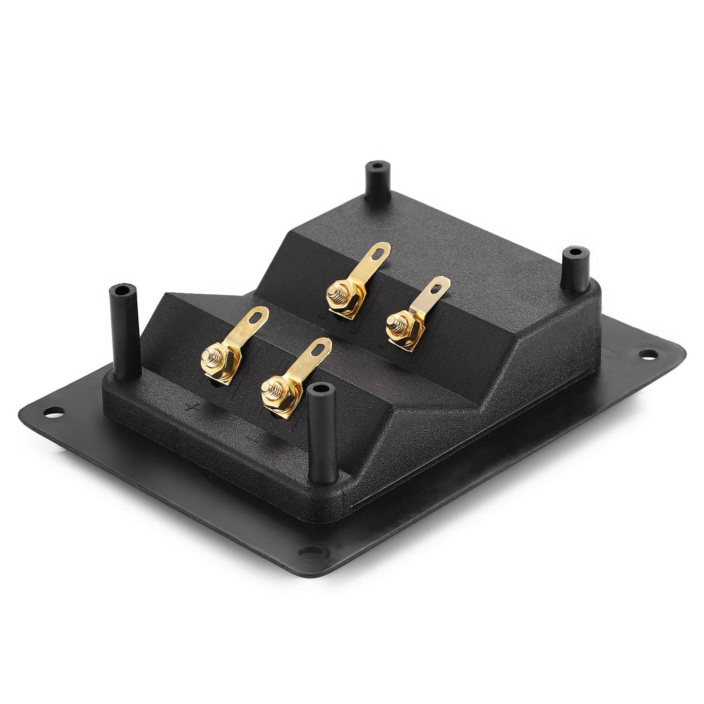Facmogu 2PCS Rectangle 4-Way Speaker Terminal Box, Gold-Plated Binding Post Terminal Cable Connector for DIY Applications, Terminal Cups with 2 Pairs Banana Plug Socket Connector & 4PCS Screws