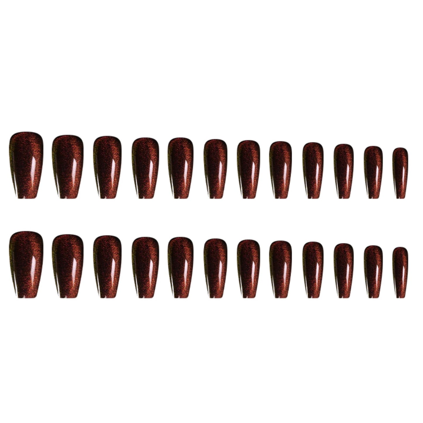 Gentle Claws Press On Nails - Dark Maroon | Dark Red Glitter Velvet, Medium Coffin Squared With Cat Eye Design for Women and Girls, 24 Pcs Reusable Red Fake Nails