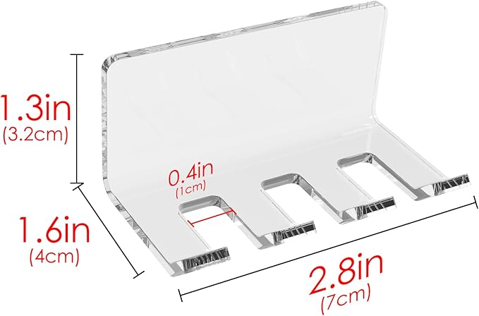 Self Adhesive Toothbrush Holders Wall Mounted, 3 Slots Electric Toothbrush Organizer for Shower, Multipurpose Rack Hanger for Power Plug, Razor, Key(Clear)