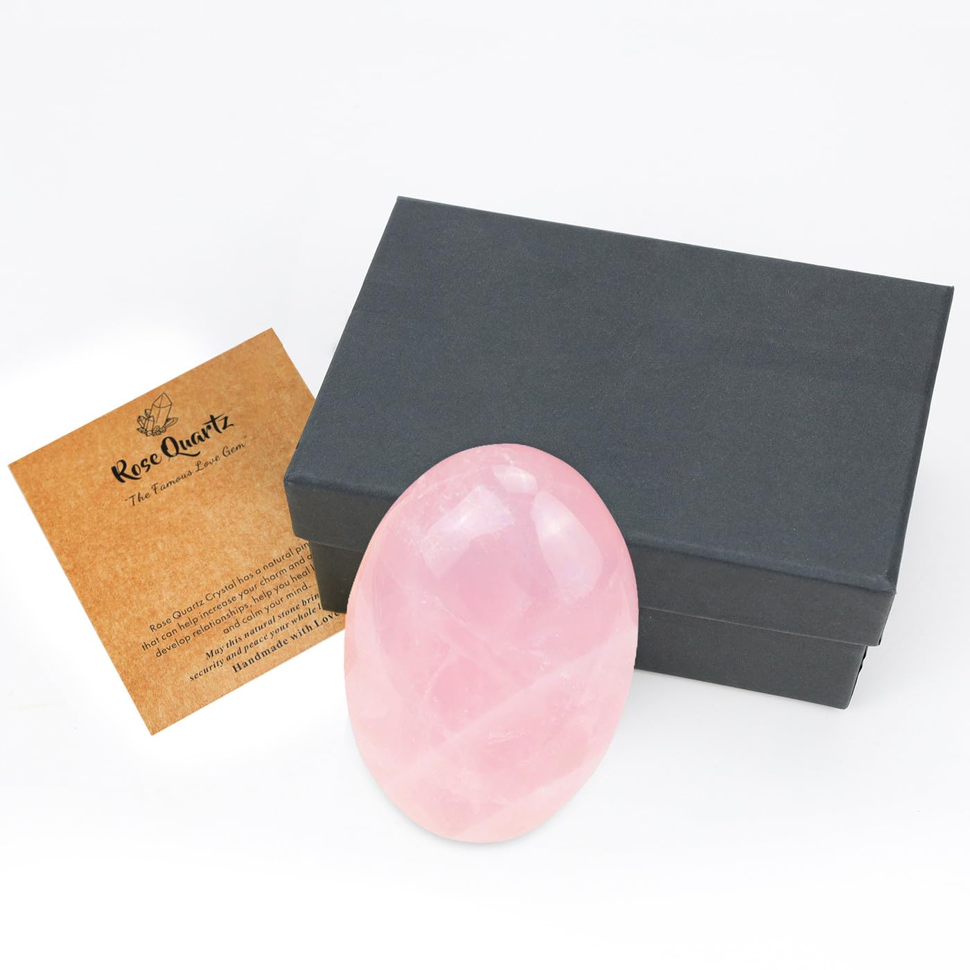 MAIBAOTA 2.4" Large Rose Quartz Crystals Stone Polished Palm Stone Healing Crystals 0.7" Thick Natural Reiki Gemstone Worry Stone Energy Balancing Anxiety Stress Relief Meditation 1 Pc