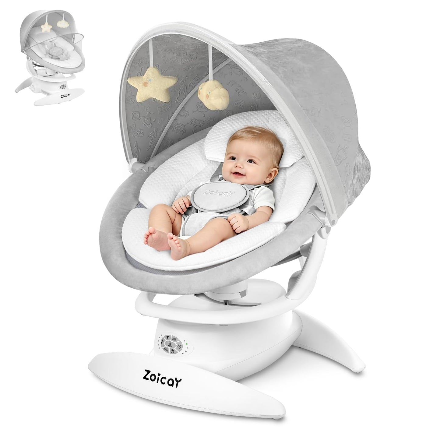 3-in-1 Baby Swing for Infants with Motion Detection, Infant Swing with 5 Speeds & 3 Swing Modes, 12 Lullabies, Electric Swing for Baby, Up to 25 lbs, White