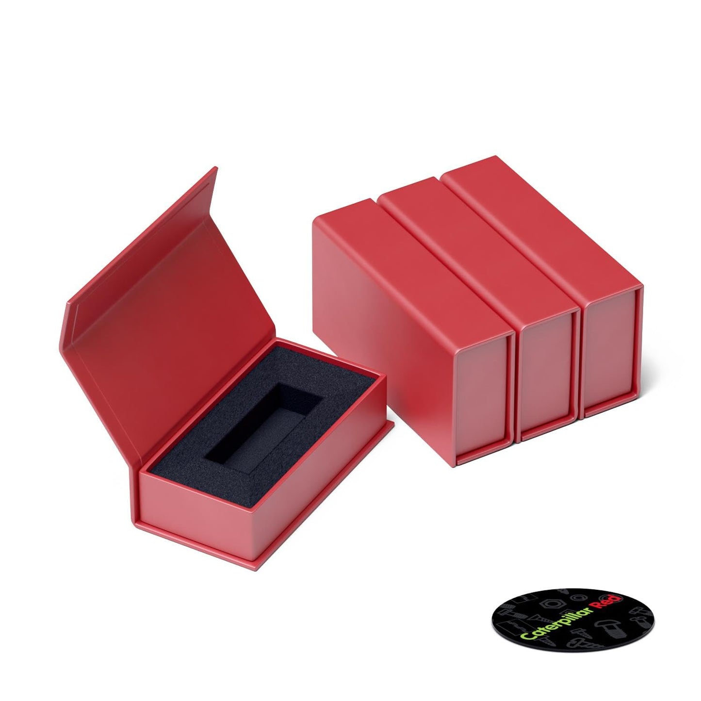4 x Magnetic USB Presentation Gift Boxes, RED, flash drives, removable drives, Wedding USB Box, Wedding Presentation Gift Box, Photography, 4 in., Present Gift