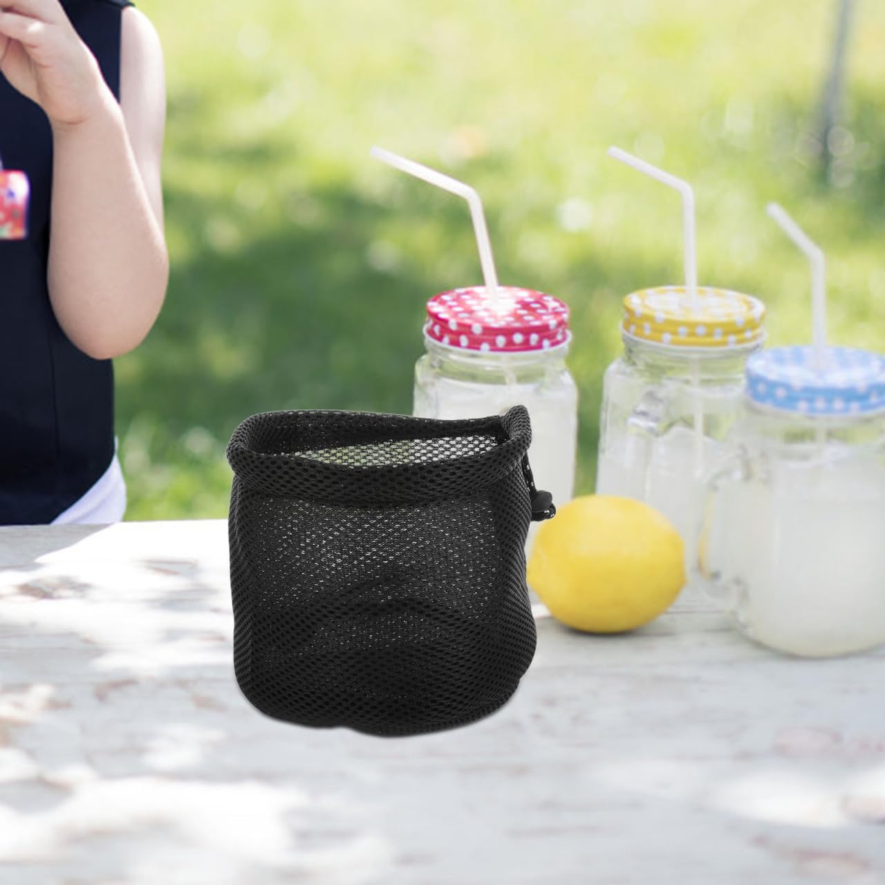 BESPORTBLE Camping Storage Bag Lightweight Mesh Organizer for Cooking Utensils Cups Kettles Portable Round Bottom Outdoor Kitchen Essentials