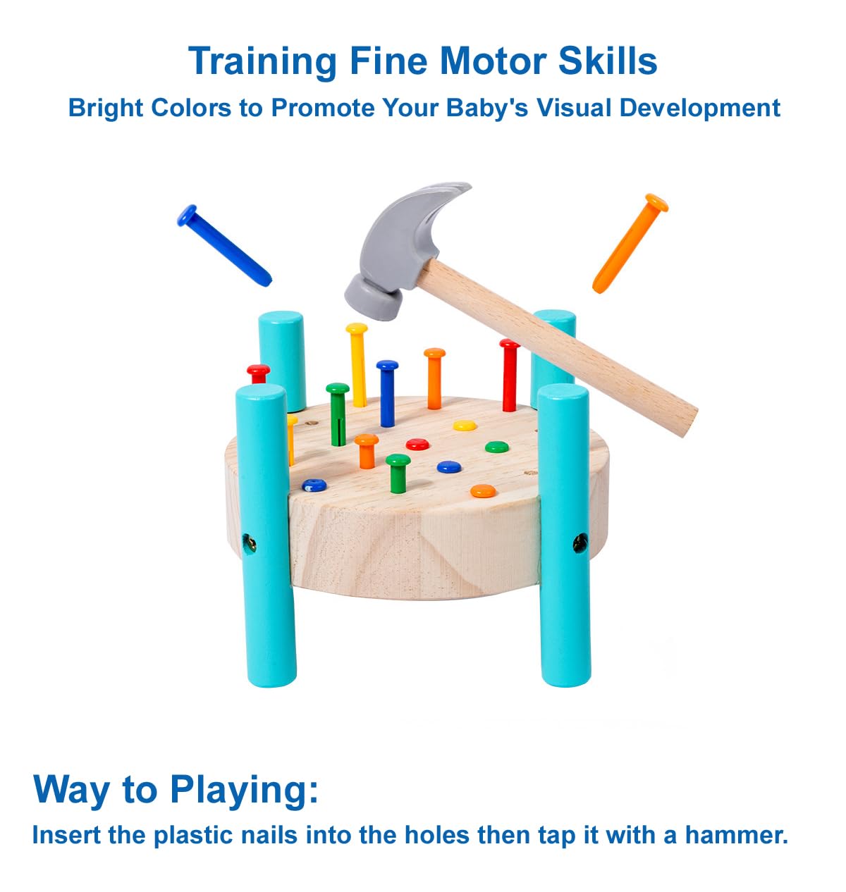 QZJVKBXY Wooden Baby Workbench Pounding Hammer Toy for Toddlers,STEM Educational Preschool Learning Toys for Kids.