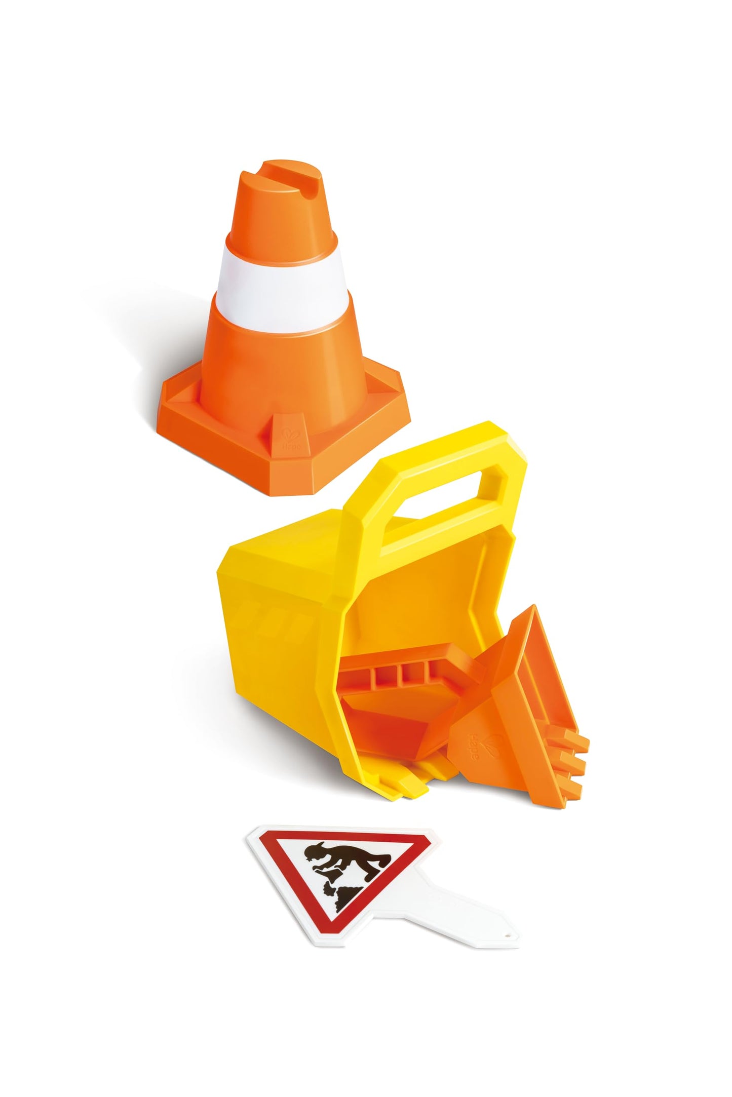 Hape Construction Sand Toy Set | Toy Set with Bucket, Shovel, Cone and Sign, for Children Ages 3+ Years