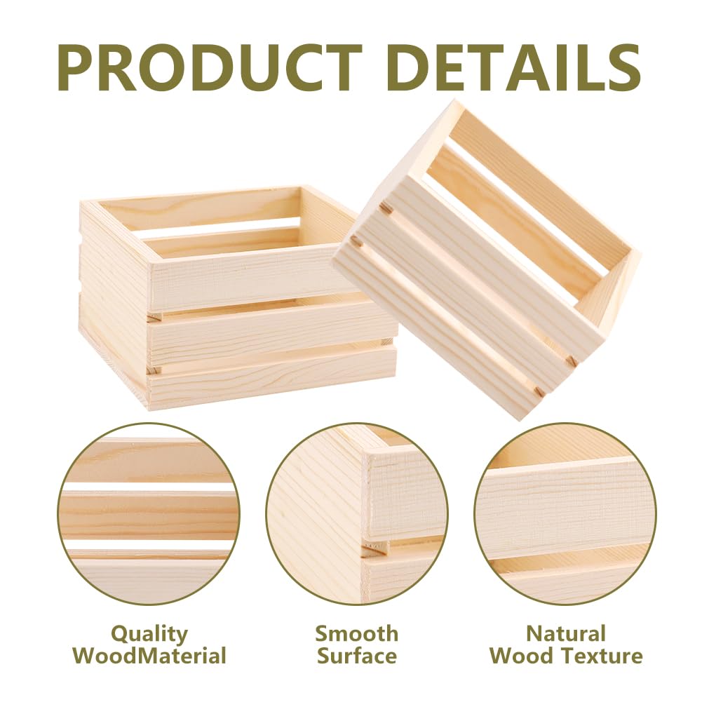 GRETJOB 12PCS 5" Wooden Crates, Nesting Rustic Wood Storage Boxes Set, Farmhouse Decorative DIY Craft Containers for Home, Office, Bathroom, Closet Display and Organization (12 PCS)