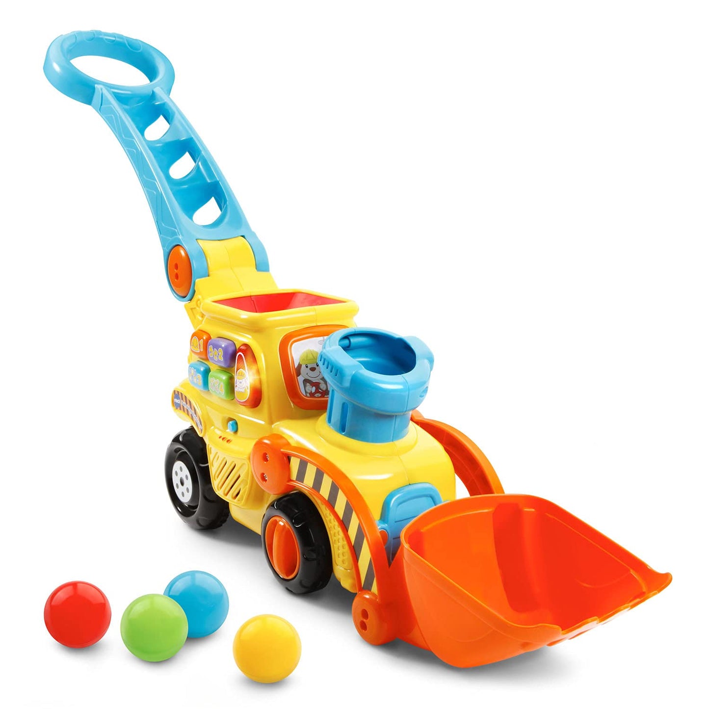 Retrospec Cricket Baby Walker Balance Bike with 4 Wheels for Ages 12-24 Months and VTech Pop-a-Balls Push & Pop Bulldozer, Yellow