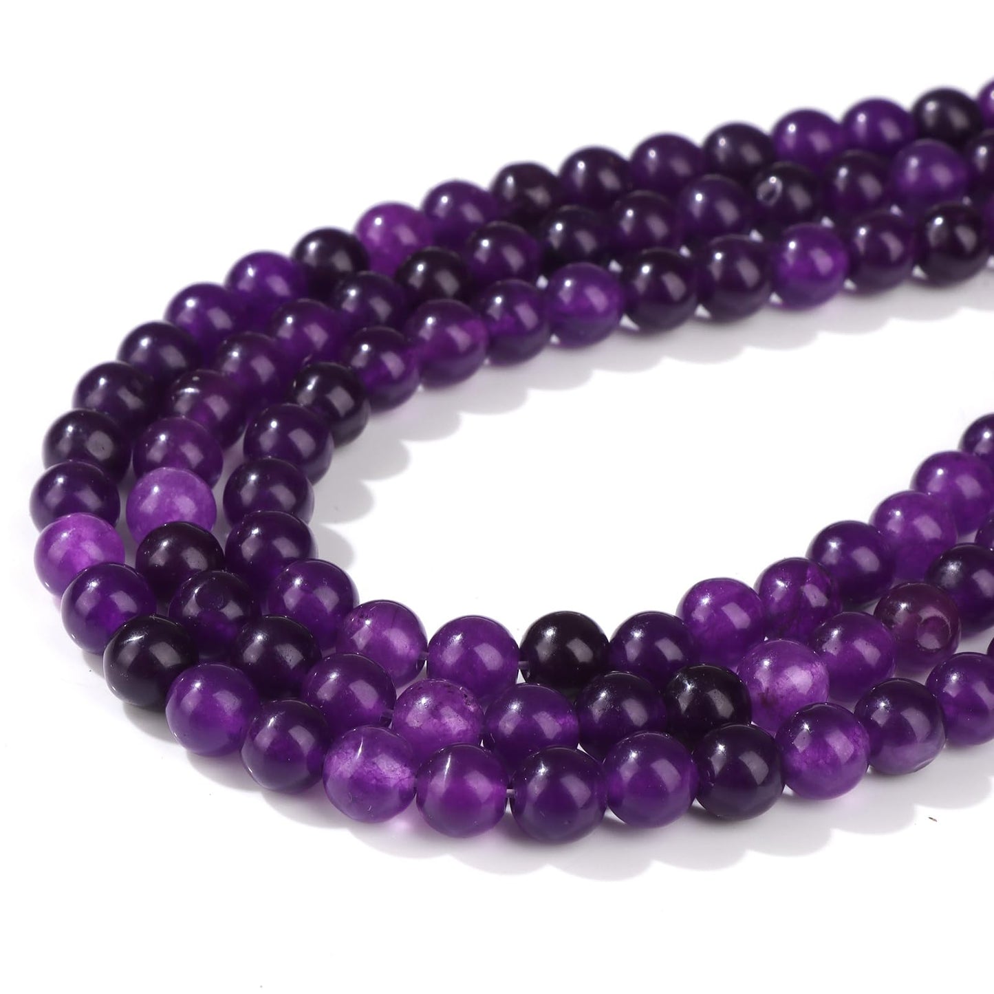 Risyfjew 100PCS 8mm Natural Amethyst Beads Gemstone Round Loose Beads for Jewelry Making Chakra Crystal Stone Beads for Bracelets Necklace Earrings Making Supplies (100pcs/Strand)