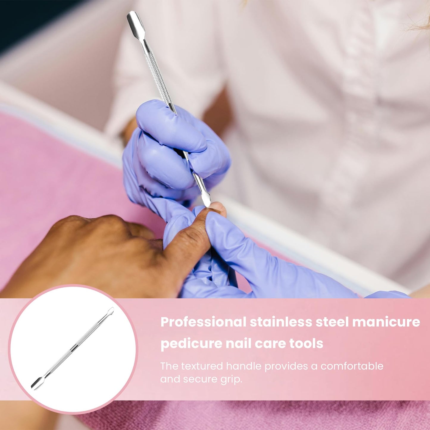 15 Pcs Stainless Steel Cuticle Pusher Remover and Cutter, Metal Cuticle Pusher, Double Sided Manicure Pedicure Nail Tool for Fingernails and Toenails