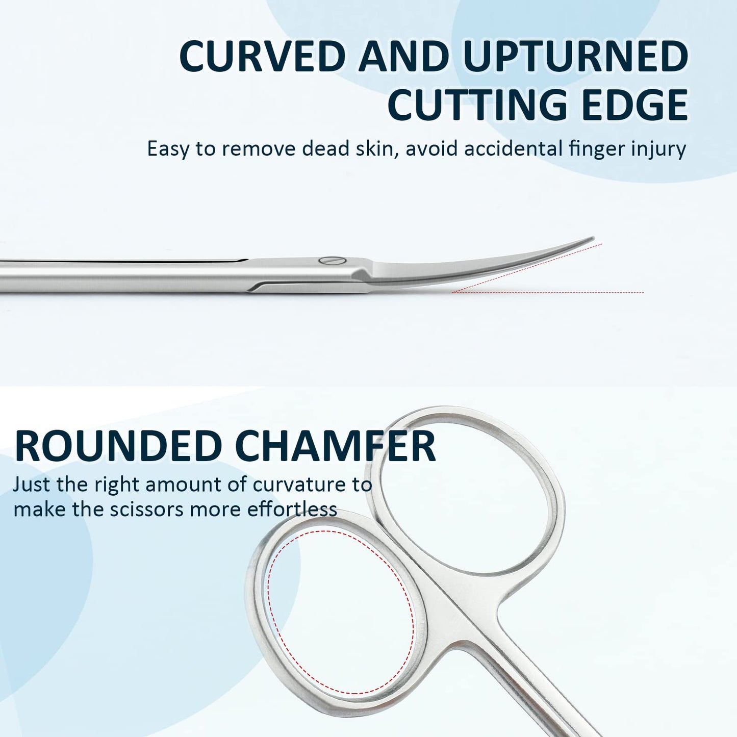 Qunzhao Cuticle Scissors for Women and Men Curved Stainless Steel with Tip Grooming Blades Manicure Nail for Dry Skin Nail Scissors (2)