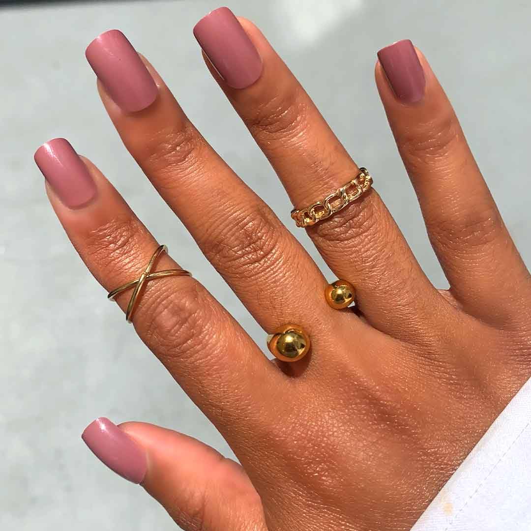 COFFEE DATE Press-On Nails by Lavaa Beauty | Medium Square | Glossy Brown Nude Nails