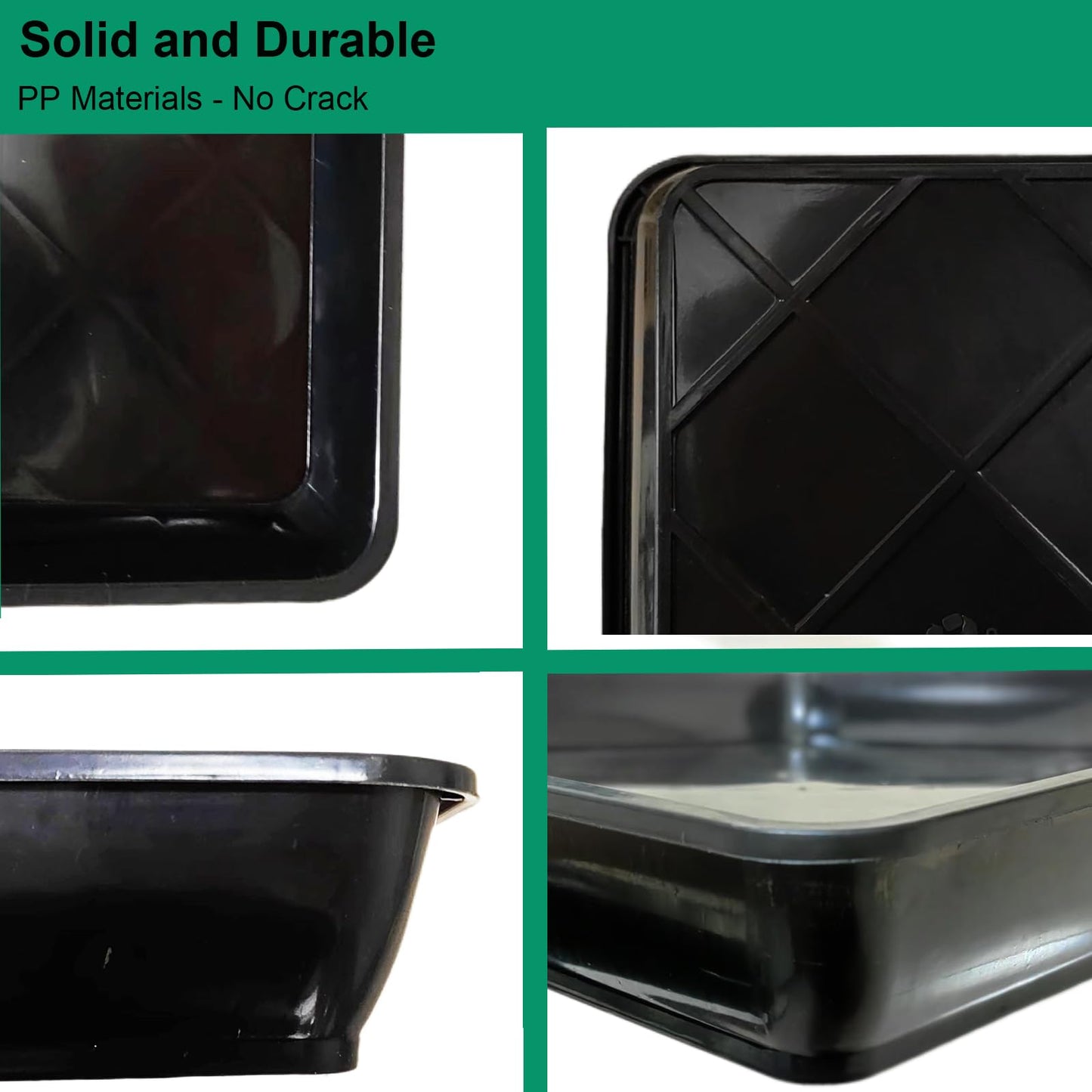 Tectsia Square Plant Saucer 8 Inch 5 Pack, Planter Trays for Flower Pots, Plant Water Catcher Drip Dishes, Plastic Bottom Watering Plates Indoors and Outdoors - Black