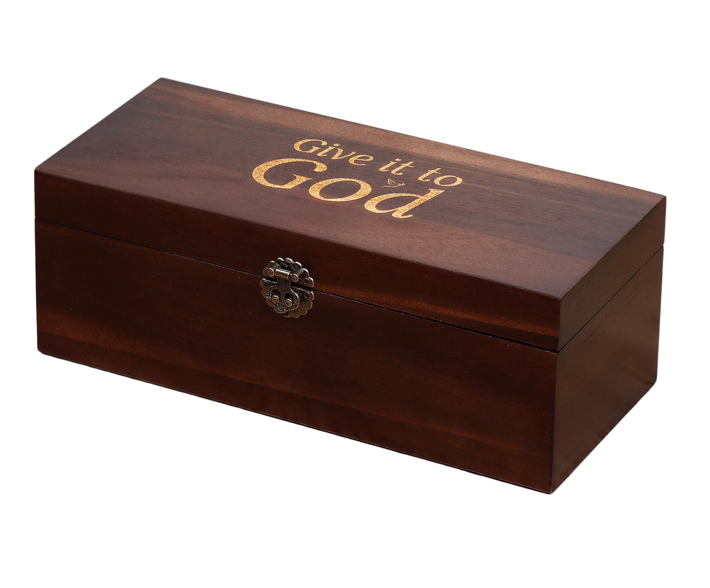 Prayer Box – Acacia Wood & Metal, Engraved “Give it to God,” Includes Prayer & Praise Cards, Decorative Religious Gift