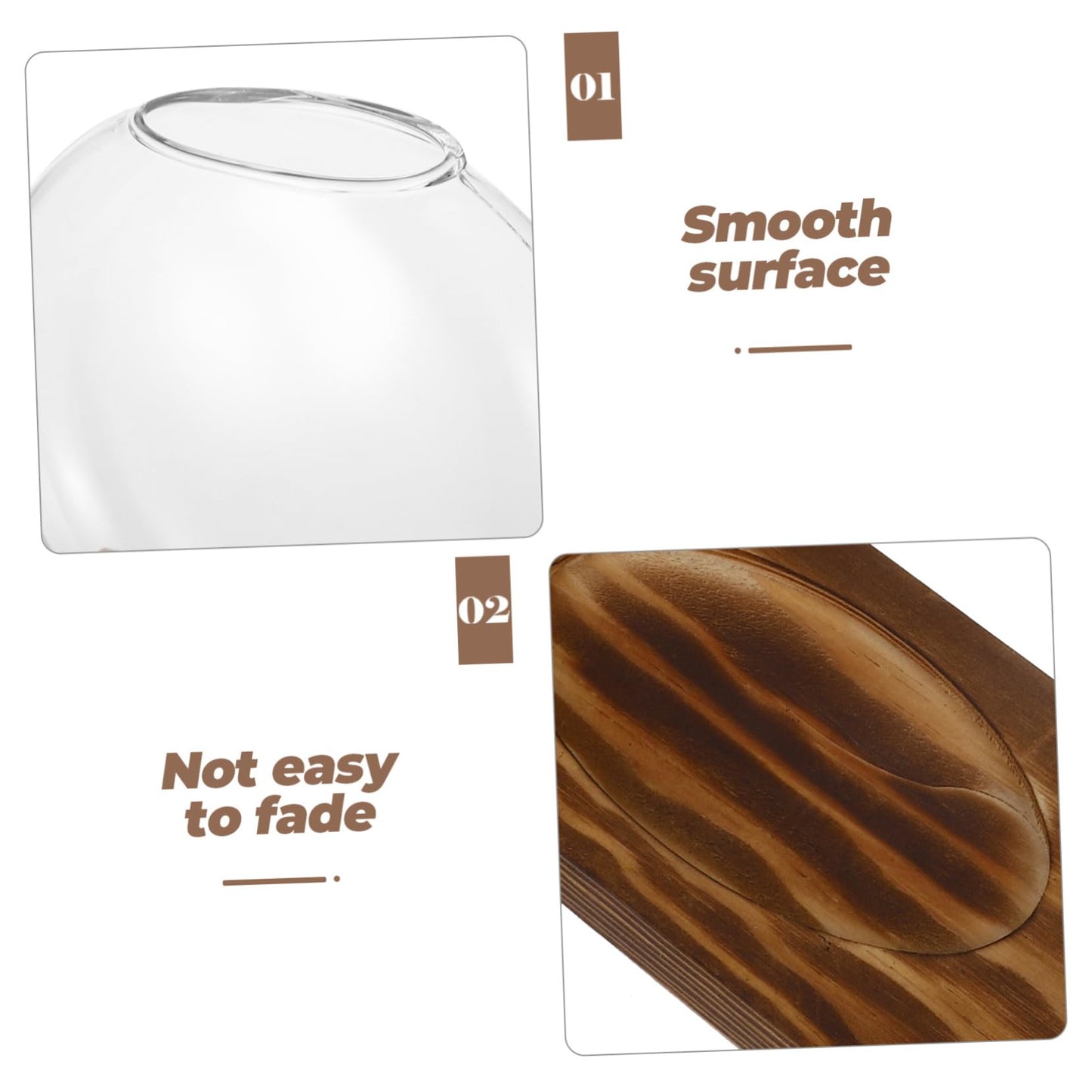 Mipcase 2sets Wooden Vase Glass Terrarium Indoor Plant Wall Garden Propagation Terrariums