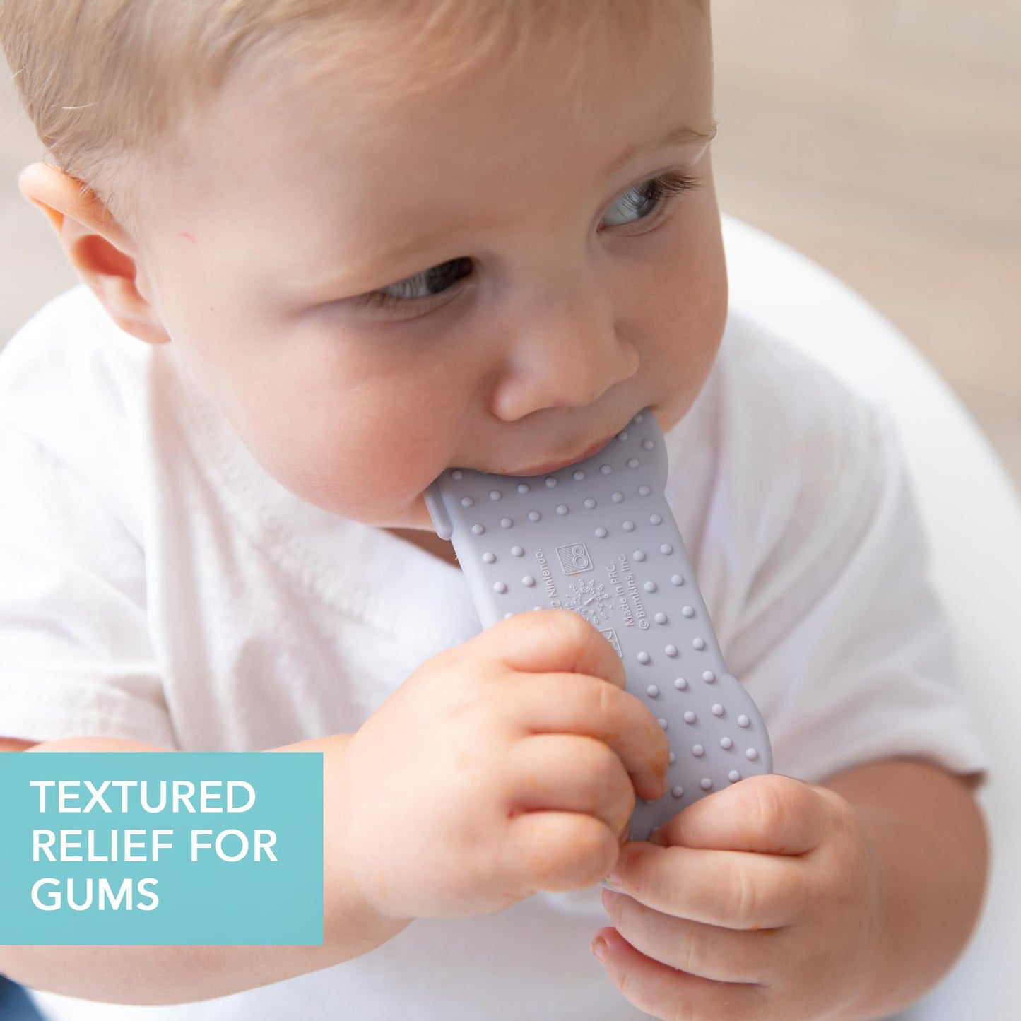 Bumkins Baby Teething Freezer Toy Keys Rings, Soft Flexible Silicone Pacifier, Safe to Chew, Cool Teether Gum Relief, Essentials for Babies 3 Months, Freezable, Textured, Nintendo SNES Controller