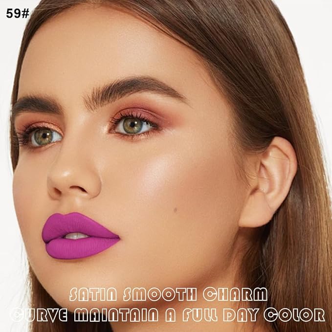 evpct 2Pcs Fuchsia Red Matte Lip Liner and Lipstick Combo Set for Women, Fuchsia Lip Combo Set Liquid Lips Stick Gloss and Lipliner Stains Set Long Lasting Waterproof, Lips Makeup 24 Hours originales