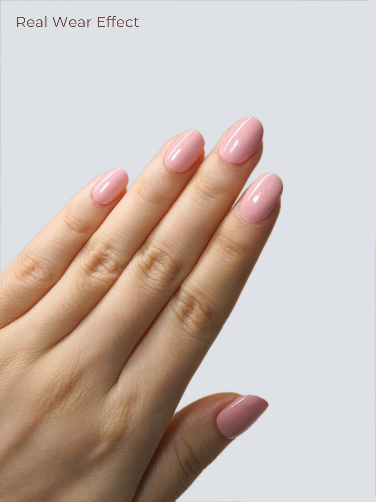 Beaolata Real Gel Nail Strips (No UV Light Needed) - 44Pcs Salon Quality Nail Stickers - Long Lasting Polish Wraps for Women, Easy Apply & Remove (Peach Nectar Pink)