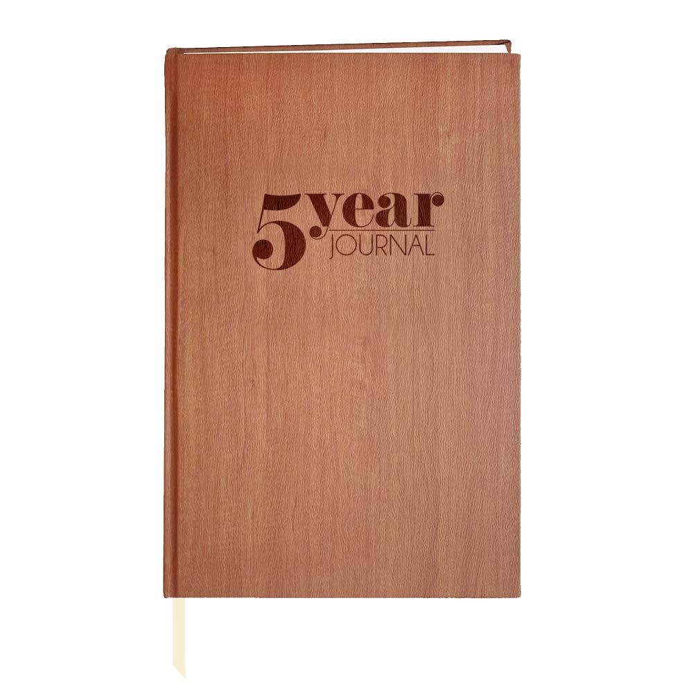 BookFactory 5 Year Journal/Five Year Diary Log Book/LogBook, Soft Wood Finish - 5.25'' x 8.25'' (Made in USA)