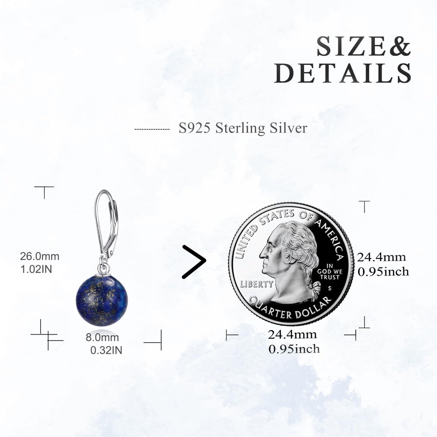 925 Sterling Silver Lapis Lazuli Leverback Earrings Blue Dangle Drop Jewelry Gifts for Women (Lapis Lazuli)
