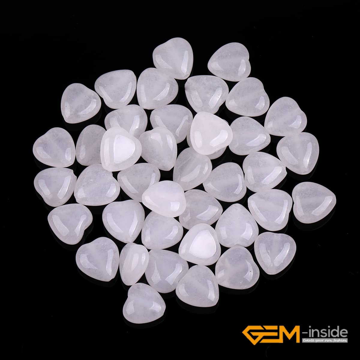 GEM-Inside 10mm Heart Charms Natural White Jade Gemstone Stone Beads for Jewelry Making Full 15" Strand Power Energy Healing Chakra Stone Beads