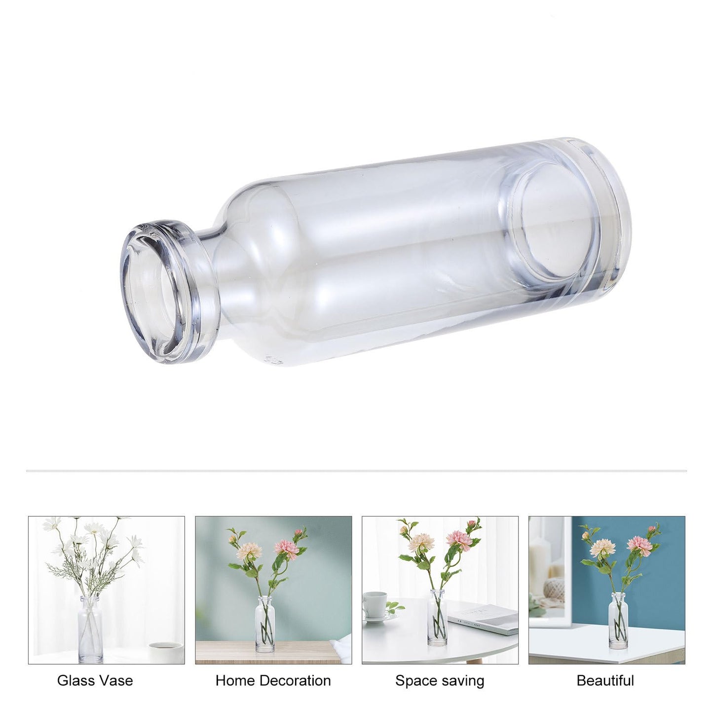 HOODANCOS Glass Hydroponic Plants Vase Ocean Blue Small Mouth Glass Desktop Planter Terrarium Home Decoration
