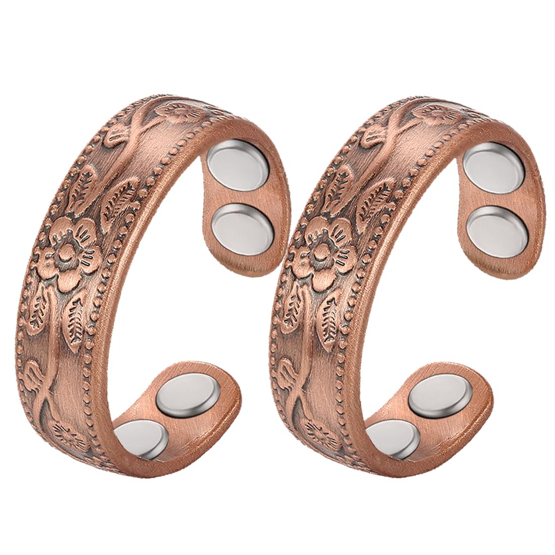 Cigmag Copper Rings for Women 99% Pure Copper Ring Adjustable with Present Box (2PCS Plum)