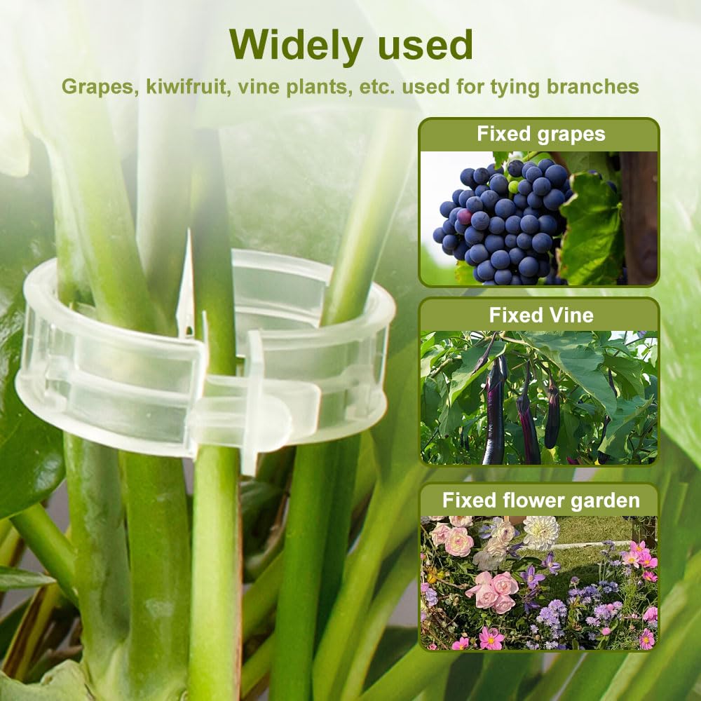 Thickened Plant Fixing Clip 100Pcs, 2025 Summer New Tomato Grape Vine Vegetables Plant Fixing Clips, Upgrade Plant Support Clips Reusable Garden Clips Secured Plastic Plant Clip (50, White)