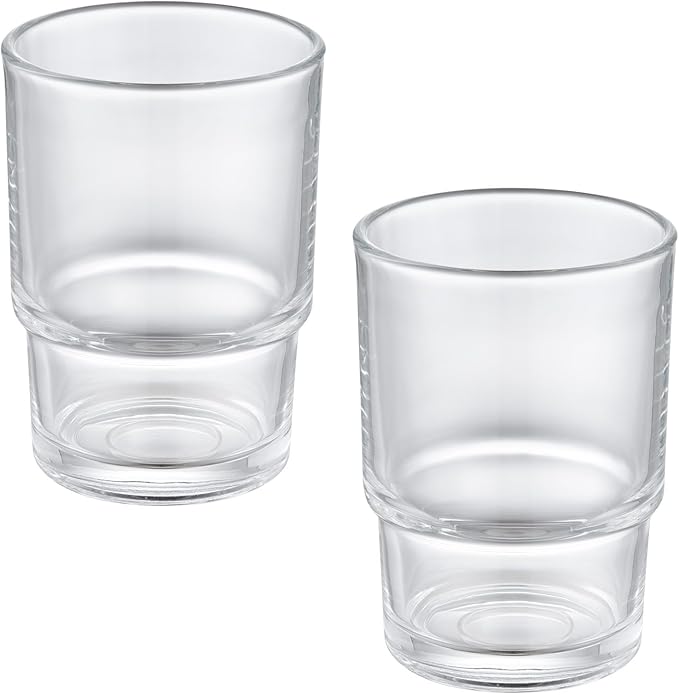 Toothbrush Holders for Bathroom, 2 Pack Transparent Glass Tumbler Cups, Modern Thick Glassware