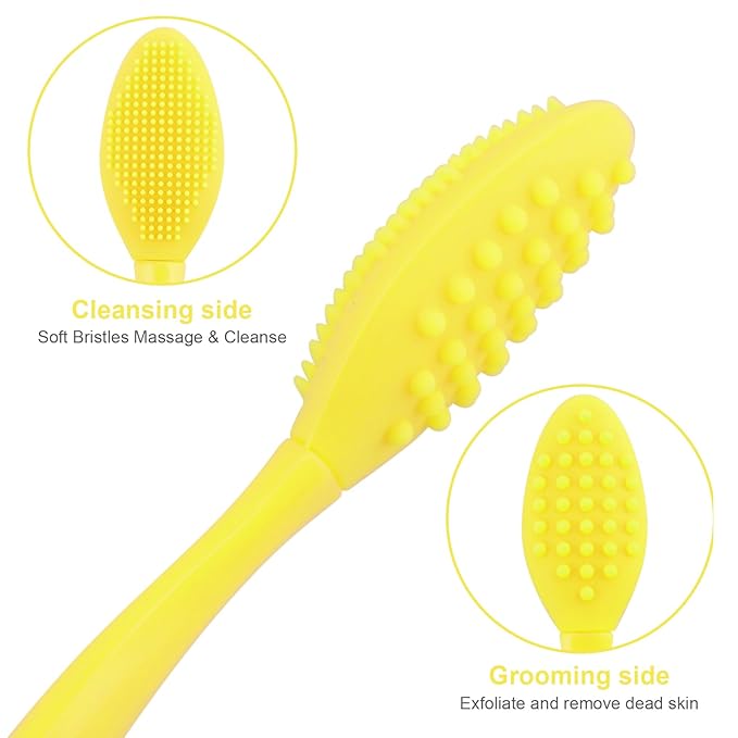 Lip Scrub Brush,Double-Sided Silicone Exfoliating Lip Brush Tool for Smoother and Fuller Lip Appearance,Yellow,2pcs