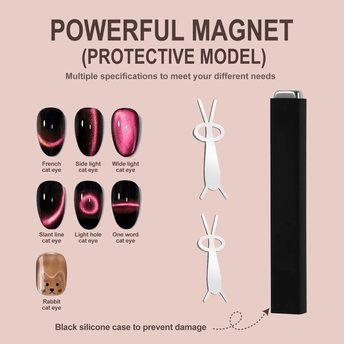 TORTOISE Cat Eye Magnet Set for Nails, Heart Shaped Cateye Magnets for Nail Art & Gel Polish Professional Nail Polish Magnet Tool (5PCS)