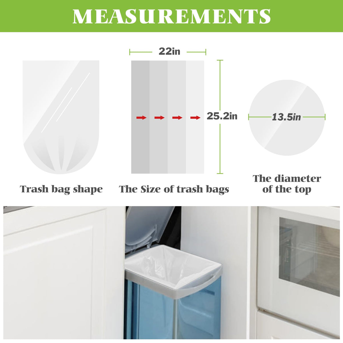 Medium Clear Trash Bags 8 Gallon 200 Count Kitchen Garbage Bags