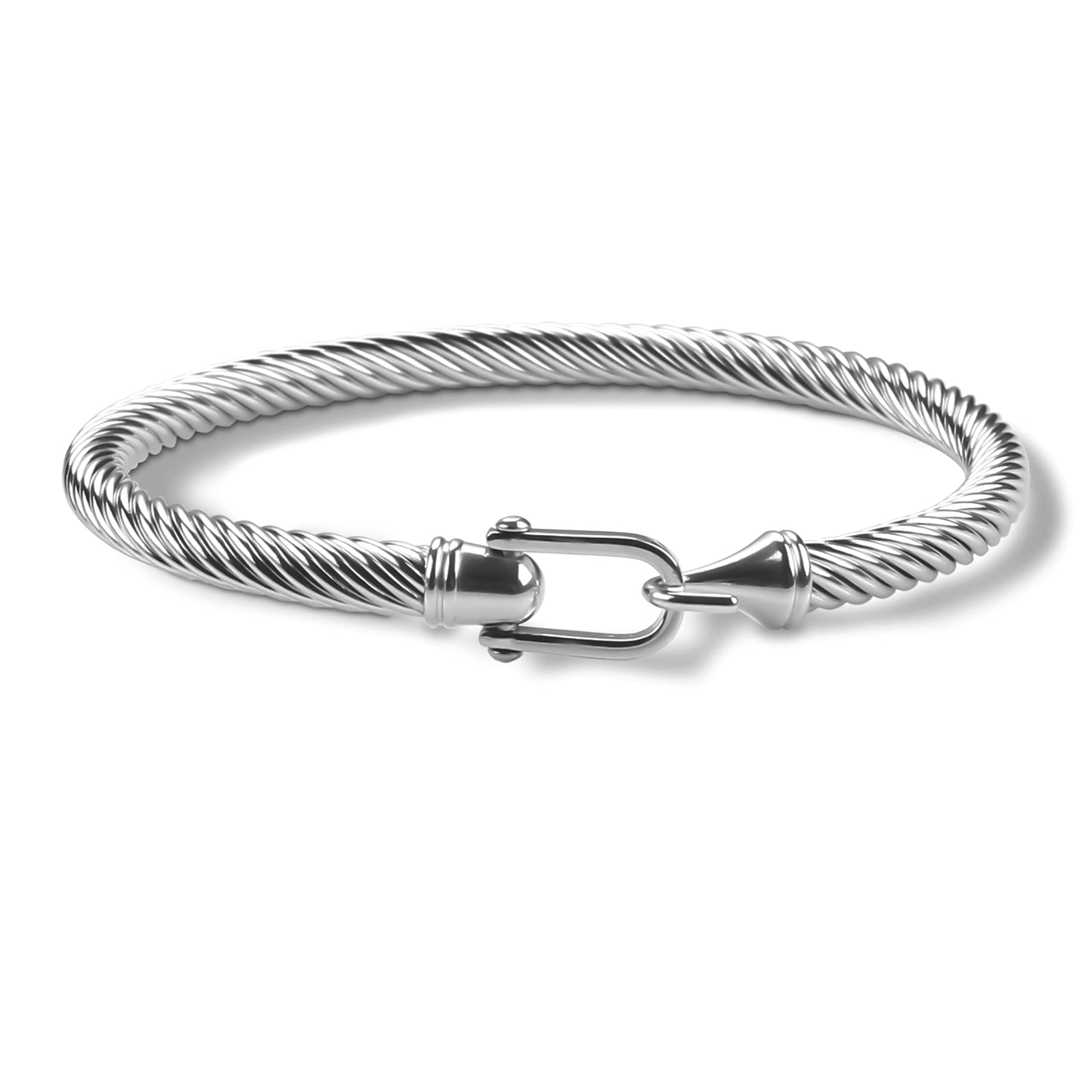 HX SHARE Twisted Cable Bracelet Stylish Fine Stainless Steel Cable Cuff Bracelet with Hook Clasp Bracelets Jewelry for Women