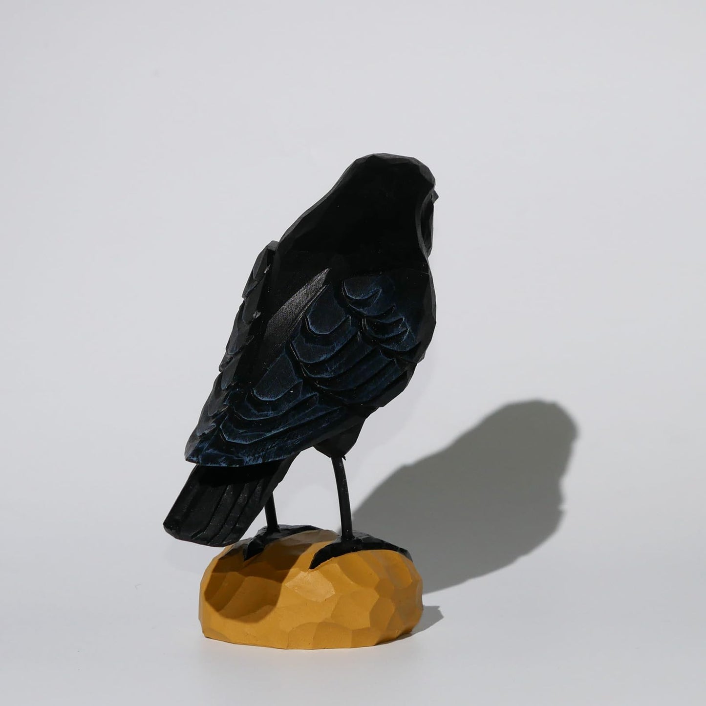 DinNingNing Wood Crow Figurine Black Raven Decor Small Animal Statues Carving Sculpture Ornament Bird Gifts