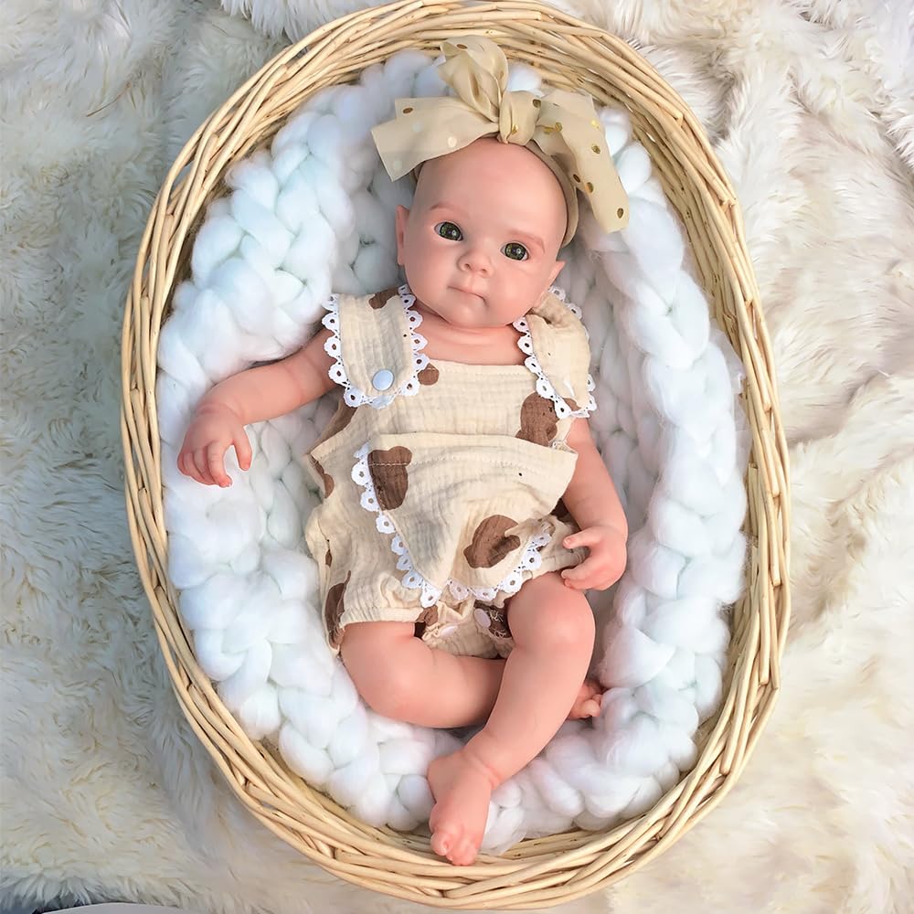 Abenduot 18inch Bettie Girl Doll Can Open Mouth Anatomically Correct Silicone Baby Dolls Realistic Full Solid Silicone Body Newborn Dolls Flexible