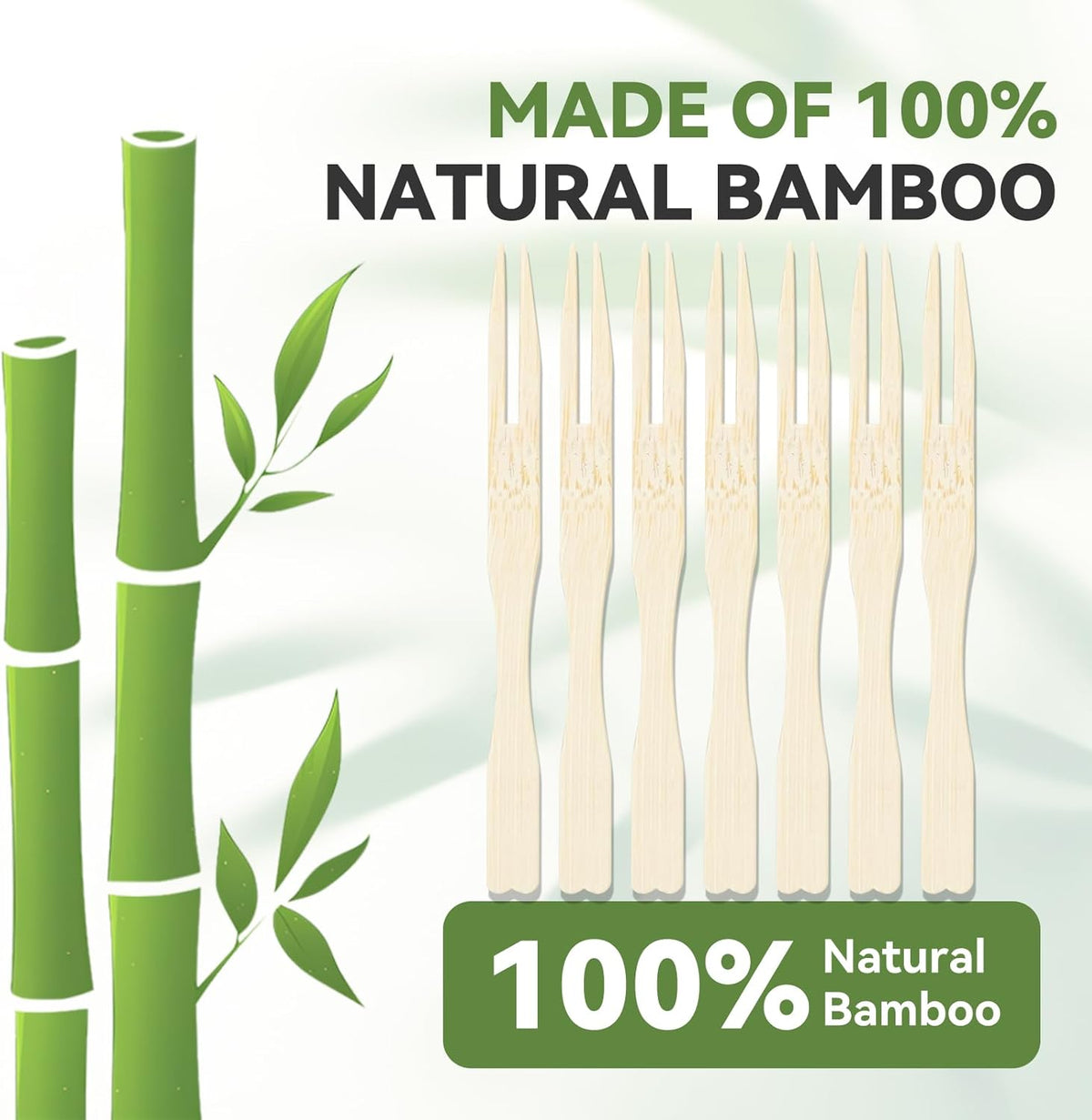100PCS Cocktail Picks, Fancy Forks for Appetizers, Decorative Skewers for Appetizers Drinks Party Fruit, 3.5 Inch Long Wooden Bamboo Food Forks Charcuterie Boards Accessories