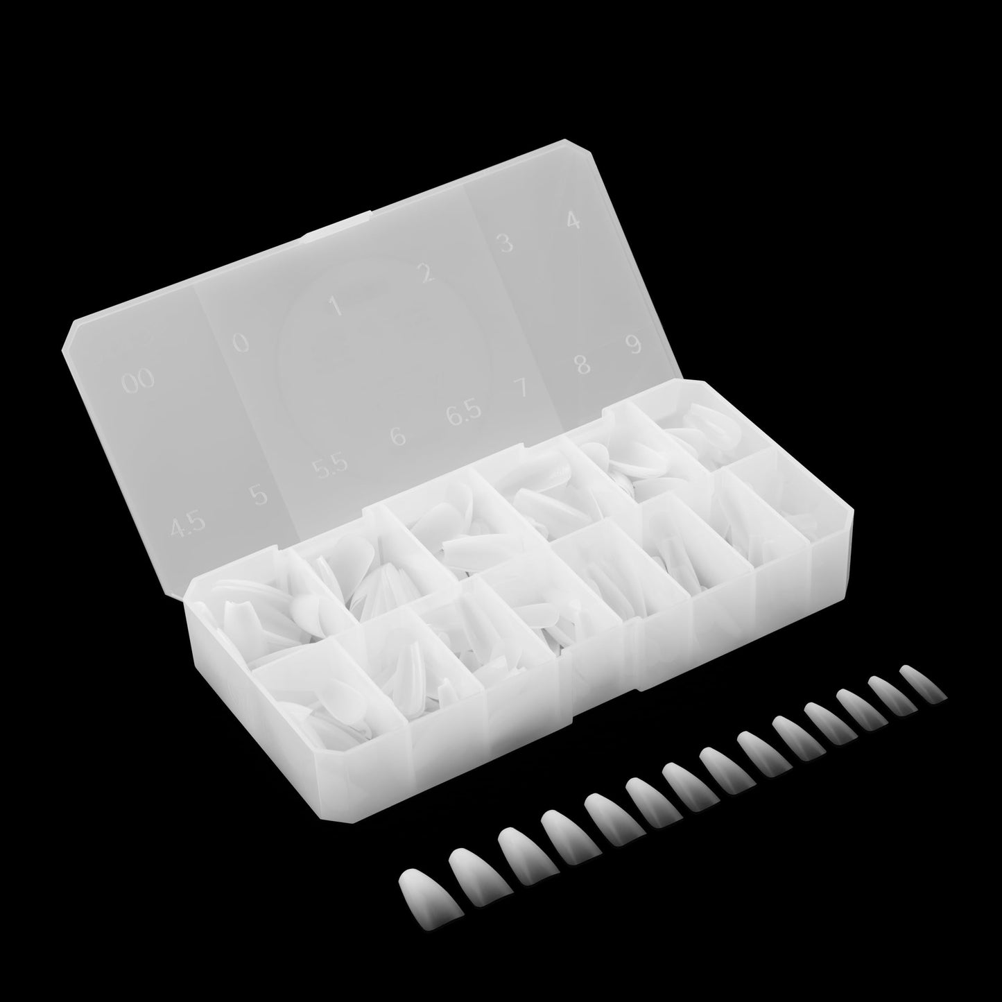 Apres Ombre Gel-X® Box of Nail Tips, 14 Sizes 00-9, Premium Quality (Natural Coffin Medium, 210 Count)