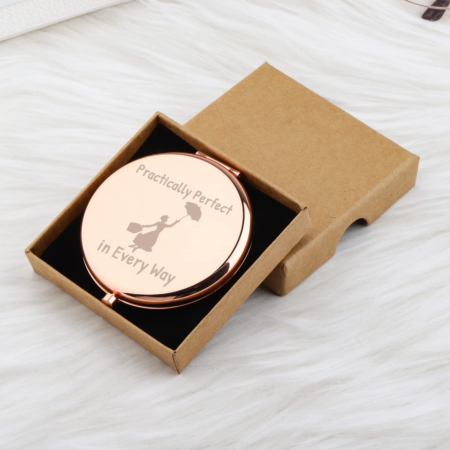 WUSUANED Movie Quote Makeup Mirror Practically Perfect in Every Way Mirror Fantasy Inspired Gifts for Movie Fans