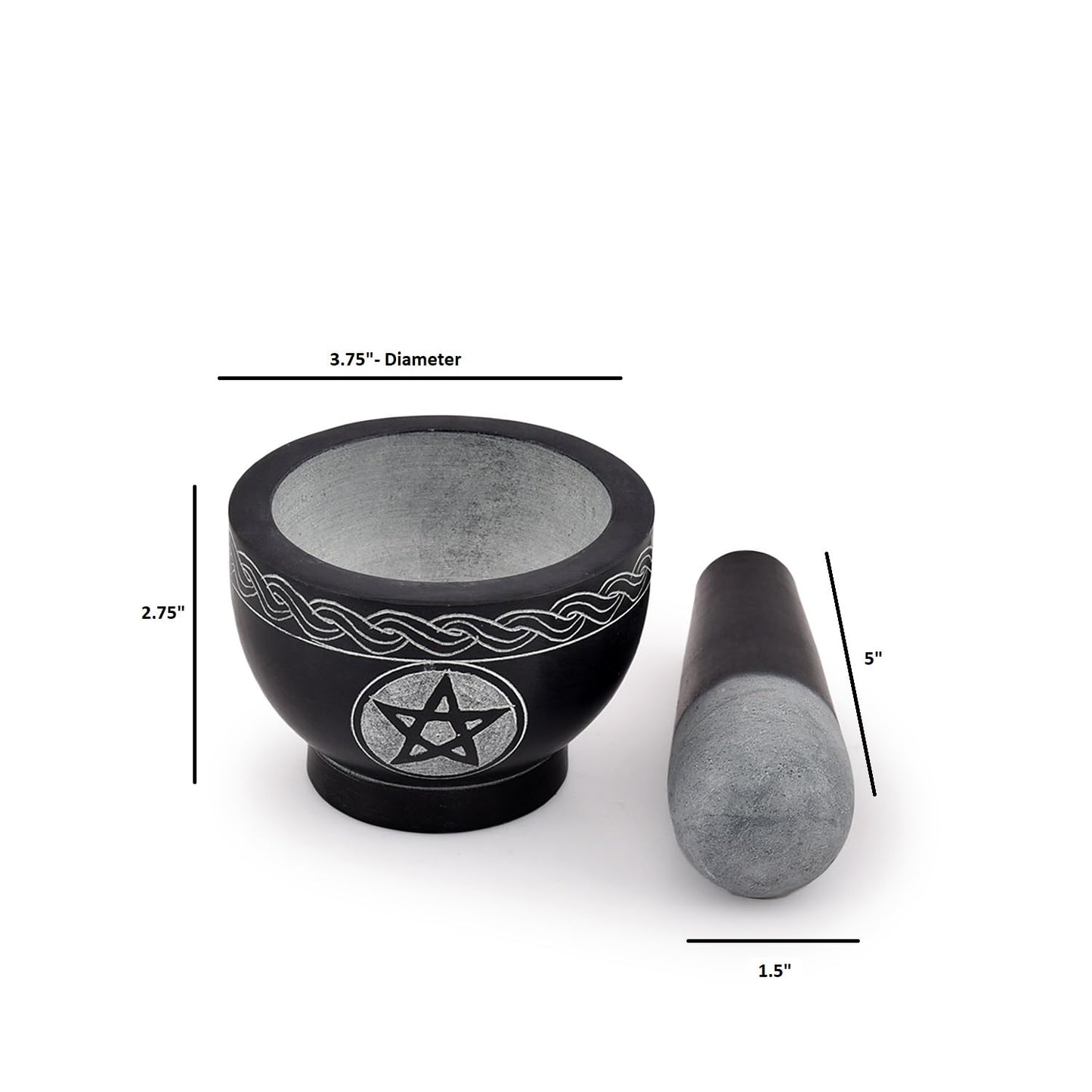 Kaizen Casa Mortar and Pestle Set Unique - Pestle and Mortar Bowl Solid Stone Grinder for Herbs Spice Guacamole Garlic Ginger Root