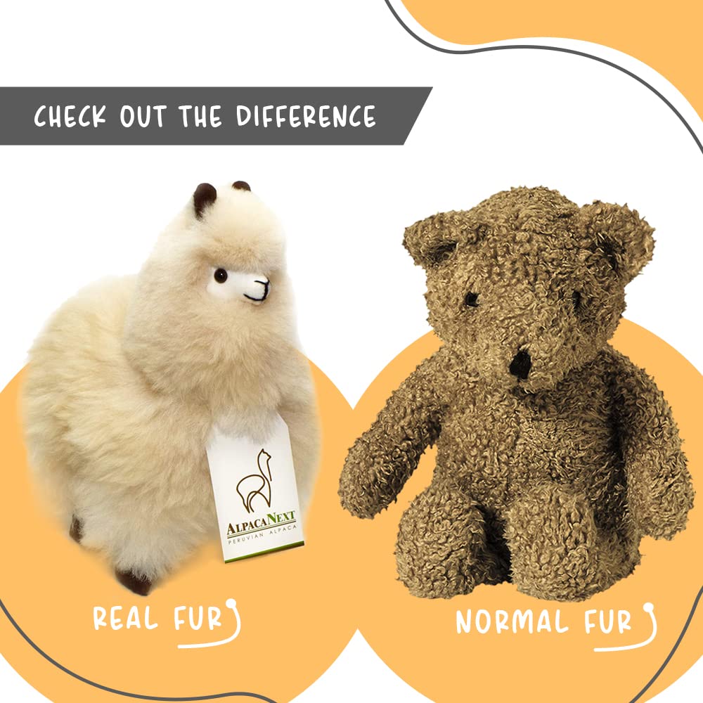 AlpacaNext Alpaca Stuffed Animal – 9 inch. Cute, Soft and Cuddly Alpaca Plush Toy Handcrafted on Real Alpaka Natural Fur (9 inches, Beige)