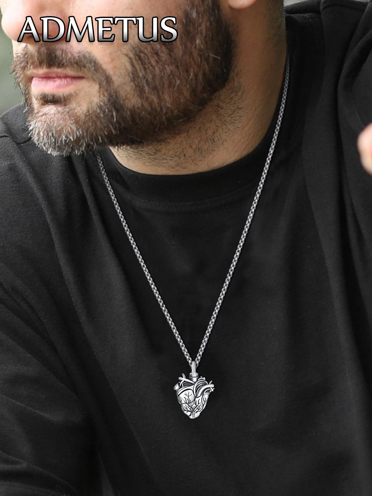 Personalized Tree of Life Urn Necklace for Ashes for Men Sterling Silver Cremation Jewelry for Ashes Engraved Anatomical Heart Urn Keepsake Pendant Memorial Gifts