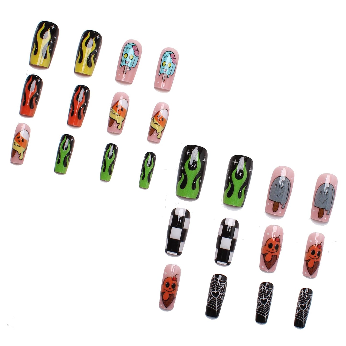 IMRAIN Press on Nails Long Square Fake Nails Glossy Glue on Nails Full Cover Acrylic False Nails