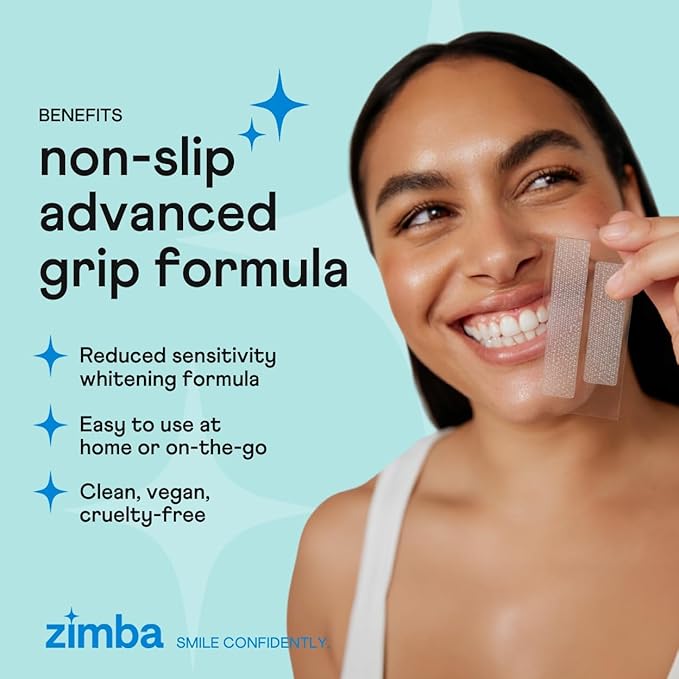 Zimba Mint 2PK Teeth Whitening Strips for Teeth Sensitive, White Strips for Teeth Whitening, Teeth Whitener Stain Remover 28 White Strips Included Per Pack, 28 Day Treatment