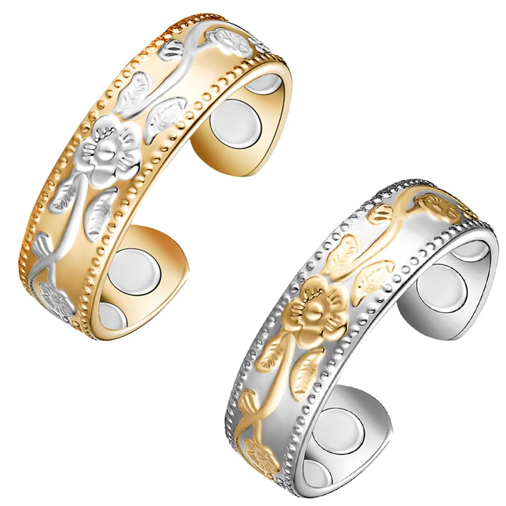 Vicmag Copper Magnetic Ring for Women Men 100% Solid Pure Copper Adjustable with Gift Box