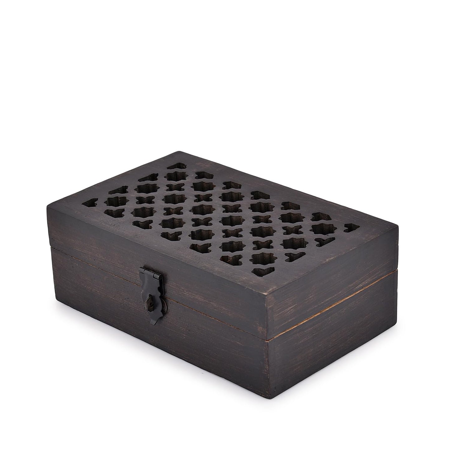 BHAVATU Mango Wood Decorative Wooden Box with Hinged Lid Ideal for Keepsakes, Trinkets, Jewelry and Other Stash (8" x 5" x 3")