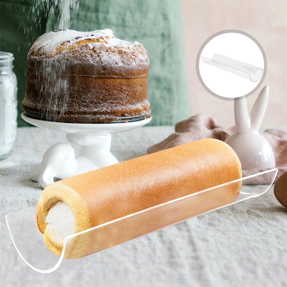 Zerodeko Acrylic Cake Roll Shaper 2pcs Clear U Shape Swiss Roll Cake Mold Long Roll Dessert Making Tool for Baking