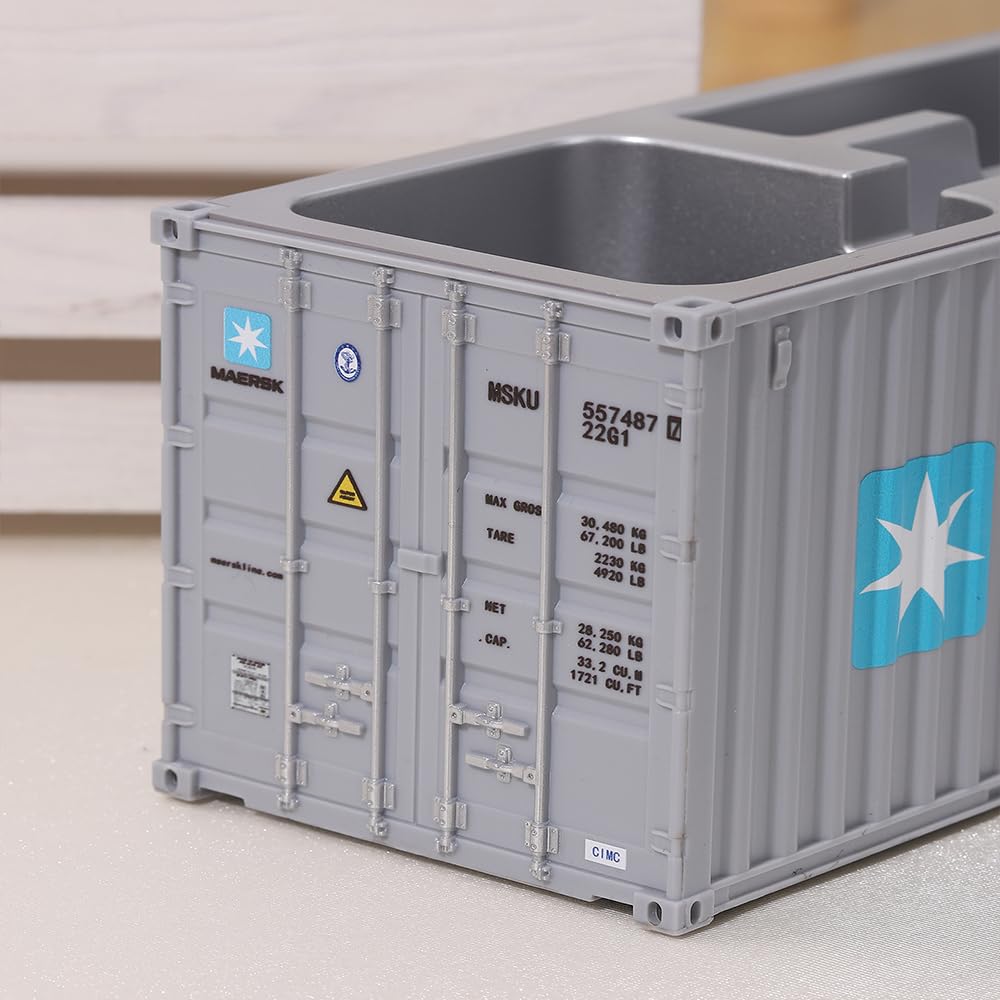 Desk Organizer Office Supplies Multi-function Shipping Container Storage Box Pen/Pencil,Business Name Cards Remote Control Holder Gray, Pen and Pencil Shipping Container Style Holders (Grey)