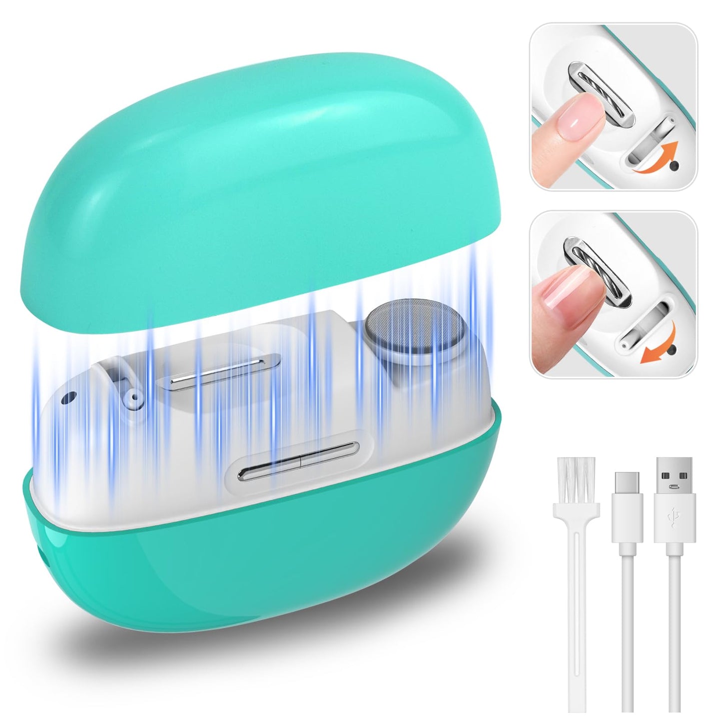 Electric Nail Clipper for Seniors & Adults, Automatic Nail Trimmer for Thick Nails, Safe Easy Use, 2 Speed Adjustable Blade Gap, Built-in Light, Rechargeable Nail Cutter with Polishing Head