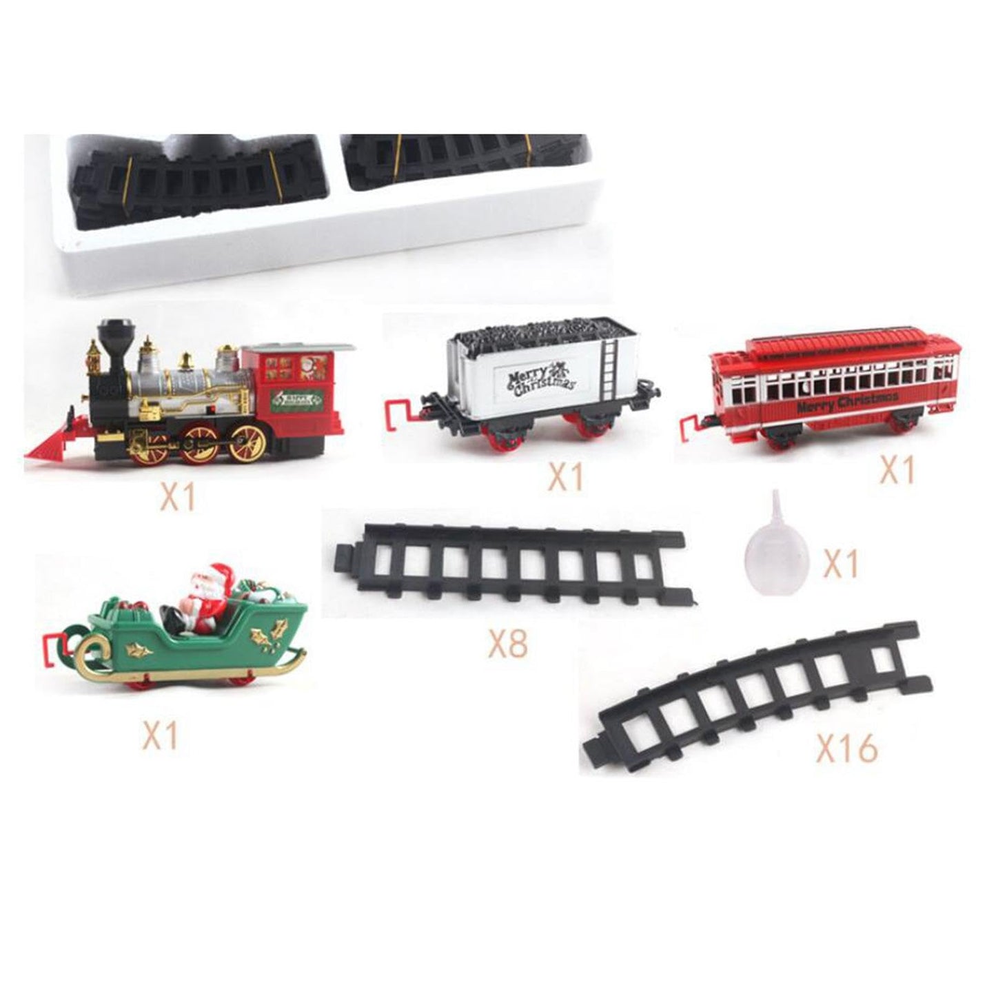 Menolana Christmas Train Set Tracks Toy Train Set for Under Christmas Tree Lights and Music with Smokes for Boys 3 4 5 6 7 8 Years Old