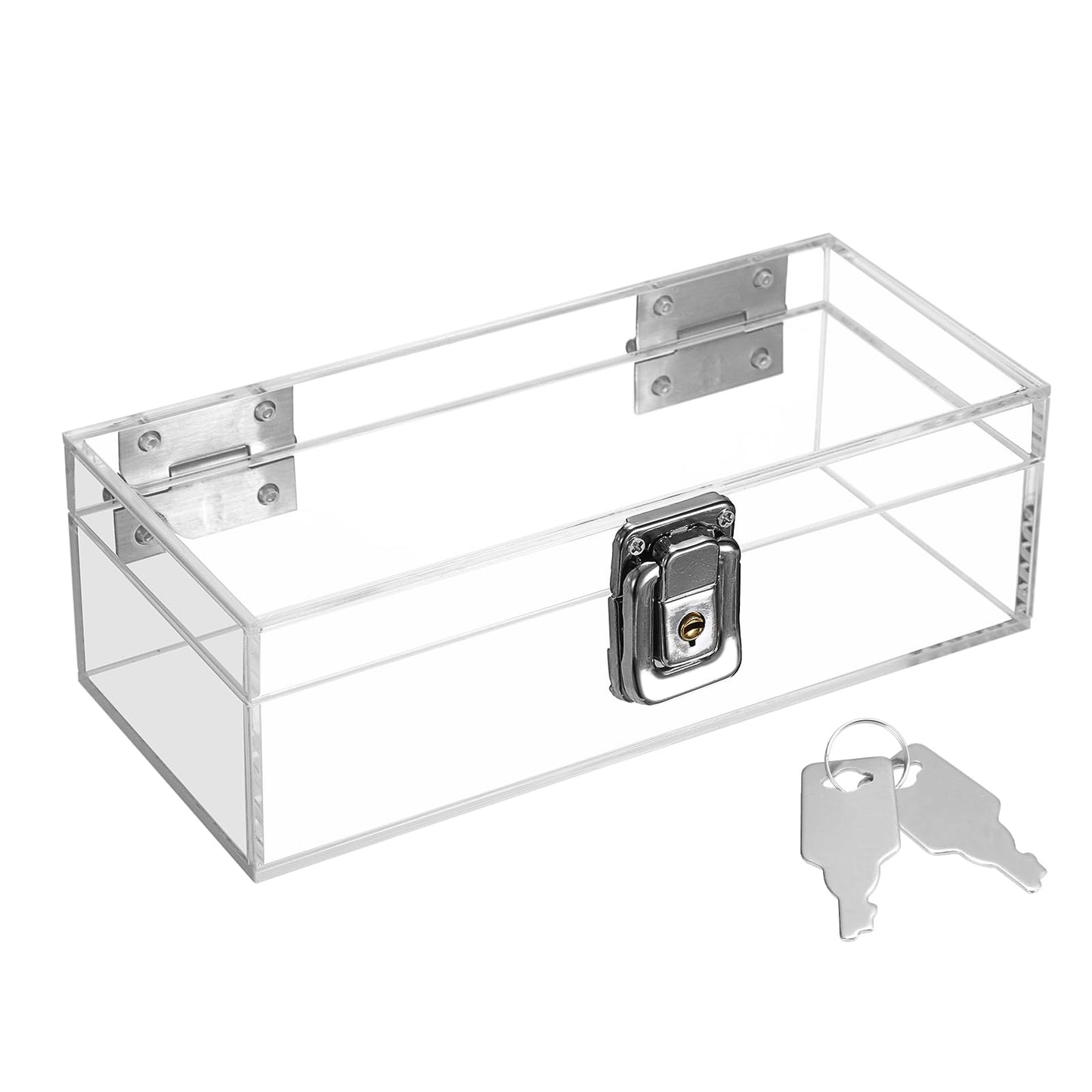GUSHBIN Lockable Money Storage Box Clear Acrylic Cash Holder with Key Lock Cash Organizer Small Currency Tray for Personal Items, 7 x 3.1 x 2.3 Inch